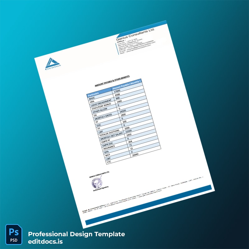 Editable Genius Consultants Ltd Employment Verification Letter Template in Word and PDF formats page 3 Page Preview - EditDocs