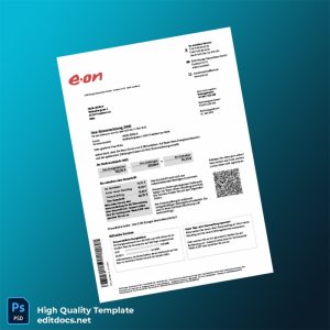 Germany E ON Energie Deutschland GmbH Editable Utility Bill Template in Word and PDF formats