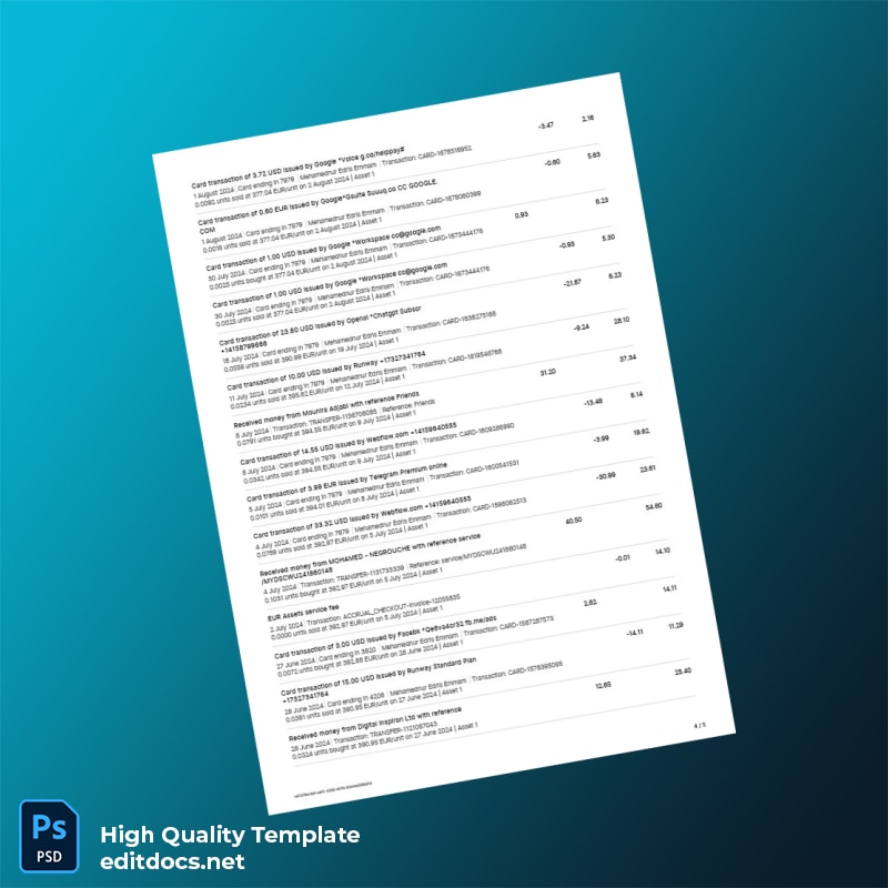 Germany Prank Bank Statement Template in Word and PDF formats page 4