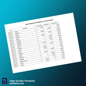 Ghana Bank Statement Template in Word and PDF formats
