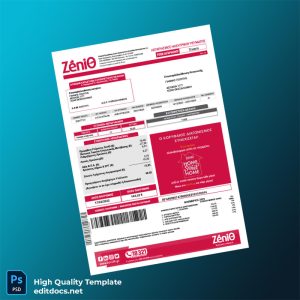 Greece Zenith Editable Utility Bill Template in Word and PDF formats