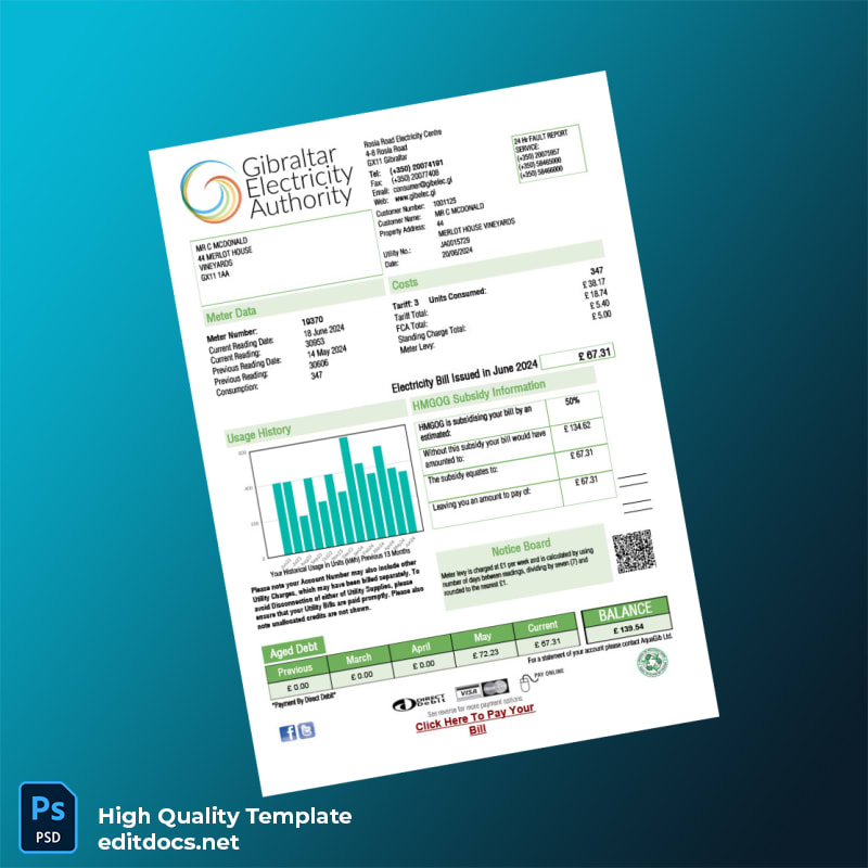 HMGoG Water Authority Editable Sales Bill Template in Word and PDF formats page 3