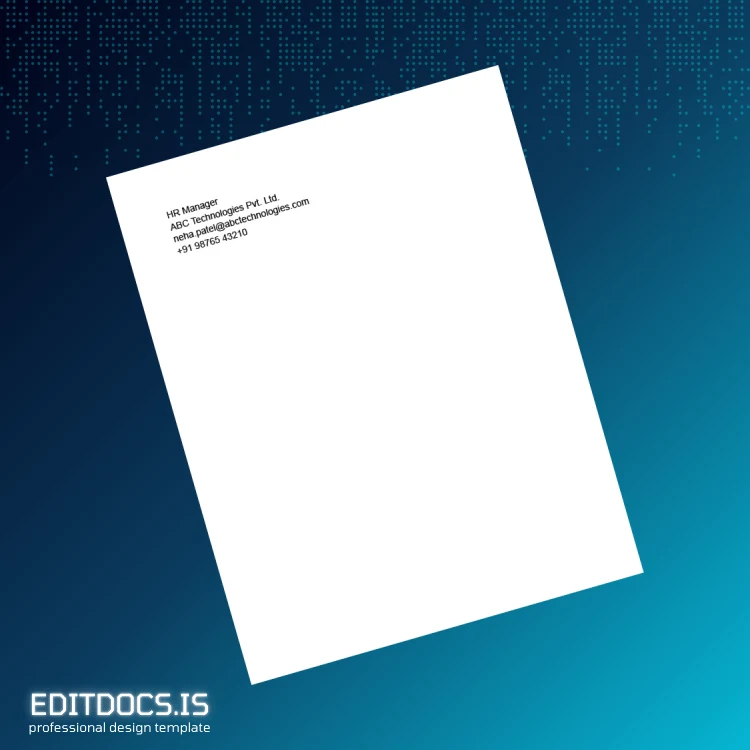 Editable India ABC Technologies Pvt Ltd Employment Verification Letter Template in Word and PDF formats page 2 Page Preview - EditDocs