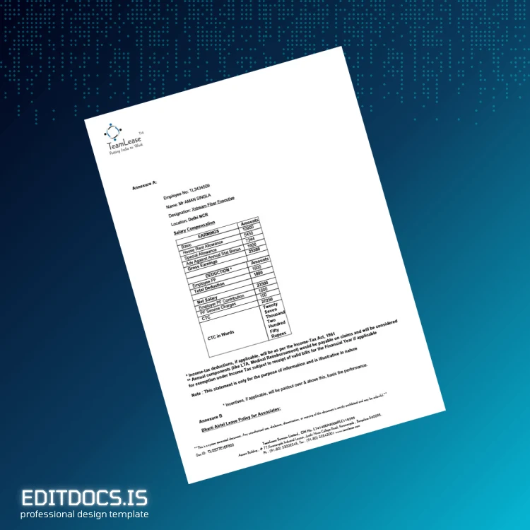 Editable India Aman Singla Employment Verification Letter Template in Word and PDF formats page 4 Page Preview - EditDocs