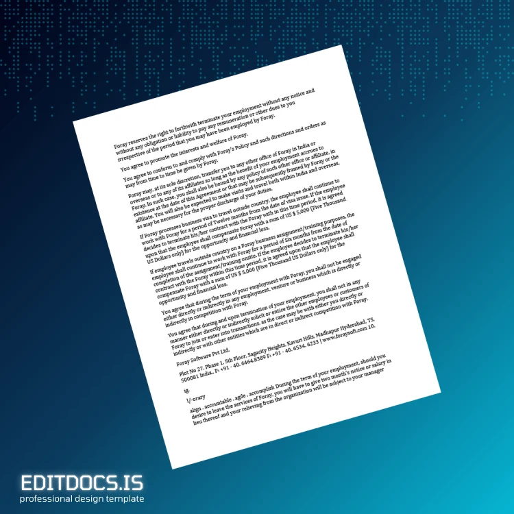 Editable India Foray Software Employment Verification Letter Template in Word and PDF formats page 3 Page Preview - EditDocs