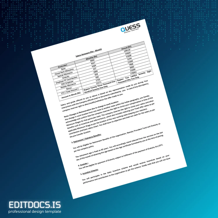 Editable India Harsh Jaiswal Salary Certificate Template in Word and PDF formats page 2 Page Preview - EditDocs