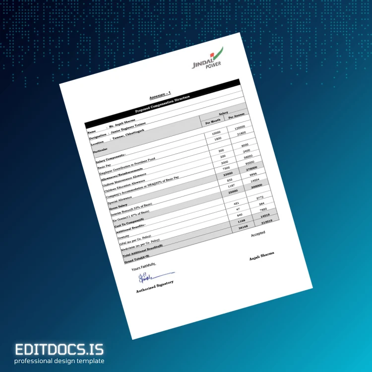 Editable India Jindal Power Ltd Employment Verification Letter Template in Word and PDF formats page 6 Page Preview - EditDocs