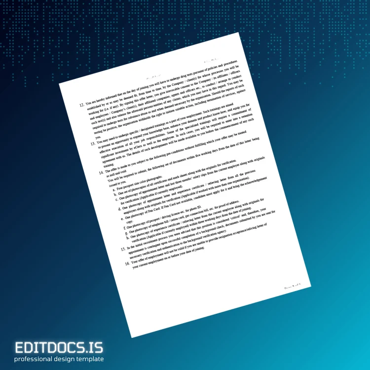 Editable India eClerx Services Ltd Employment Verification Letter Template in Word and PDF formats page 2 Page Preview - EditDocs