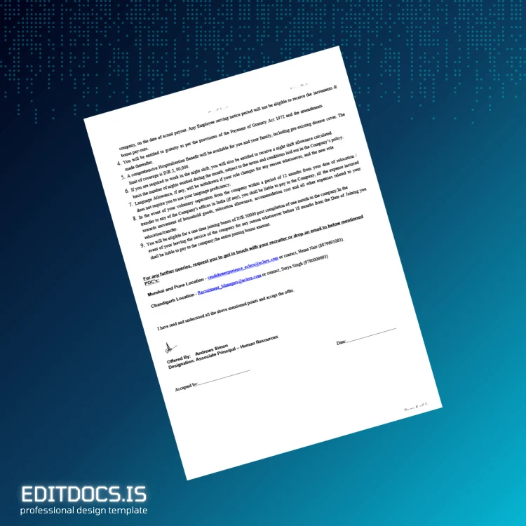 Editable India eClerx Services Ltd Employment Verification Letter Template in Word and PDF formats page 5 Page Preview - EditDocs