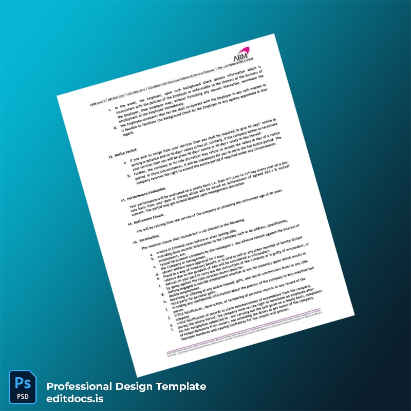Editable India ABM Knowledgeware Ltd Employment Verification Letter Template in Word and PDF formats page 3 Page Preview - EditDocs