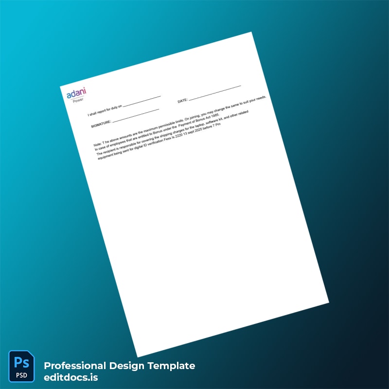 Editable India Adani Employment Verification Letter Template in Word and PDF formats page 3 Page Preview - EditDocs