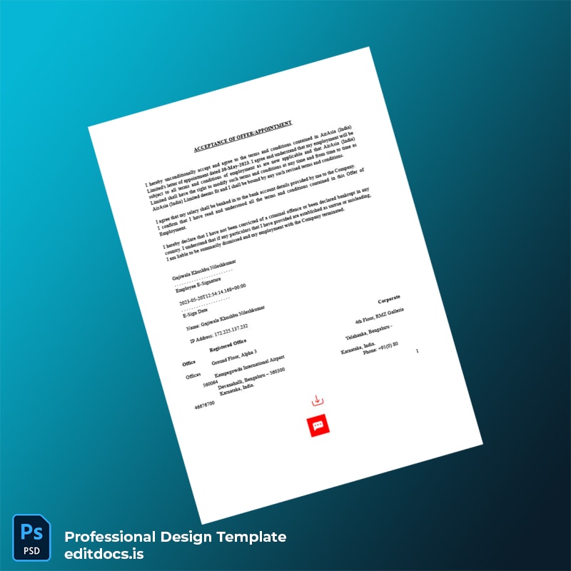 Editable India AirAsia Employment Verification Letter Template in Word and PDF formats page 8 Page Preview - EditDocs