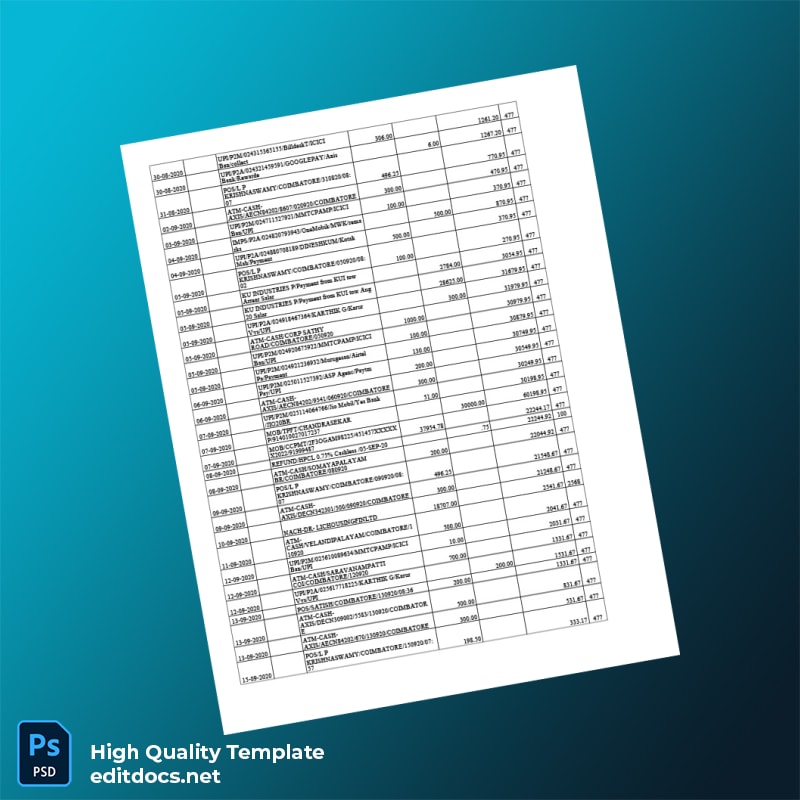 India Axis Bank Statement Template in Word and PDF formats page 4