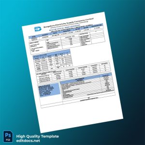 India BESCOM Editable Electricity Bill Template in Word and PDF formats