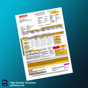 India BSES Yamuna Power Ltd Editable Utility Bill Template in Word and PDF formats