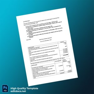 India Bank Reconciliation Statement Template in Word and PDF formats