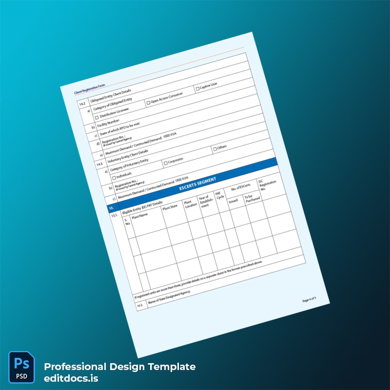 Editable India Client Registration Form Template in Word and PDF formats page 4 Page Preview - EditDocs