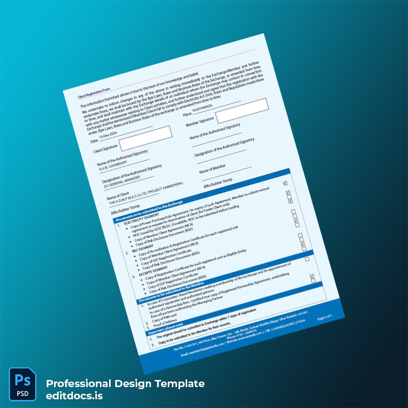 Editable India Client Registration Form Template in Word and PDF formats page 5 Page Preview - EditDocs