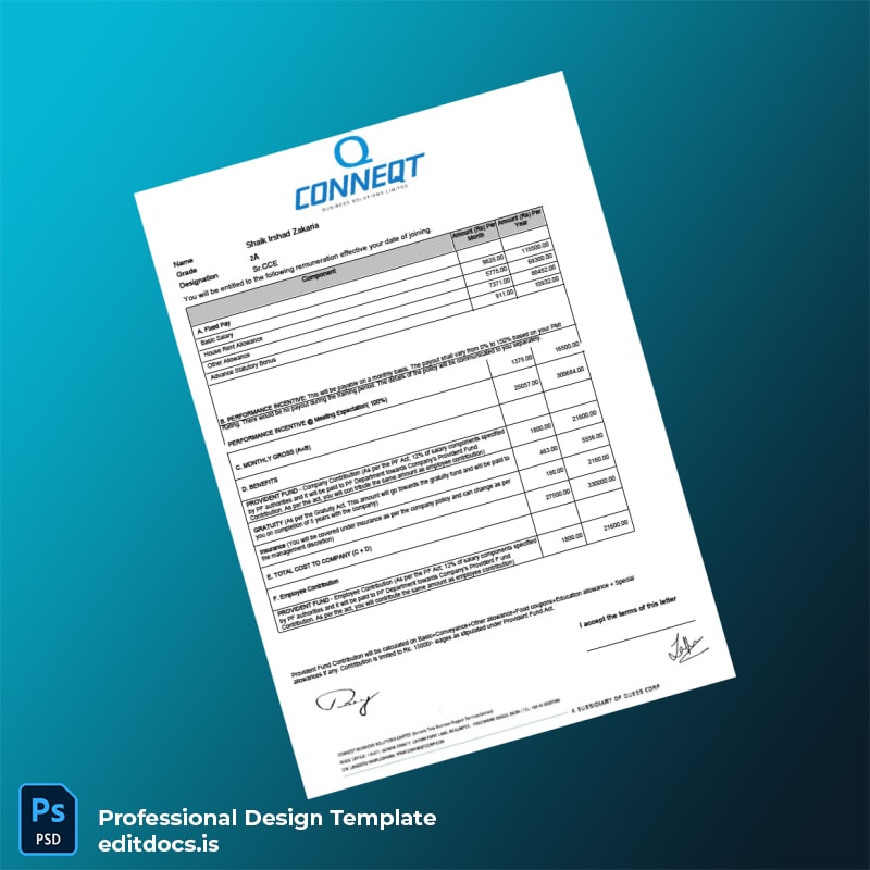 Editable India Conneqt Business Solutions Employment Verification Letter Template in Word and PDF formats page 4 Page Preview - EditDocs