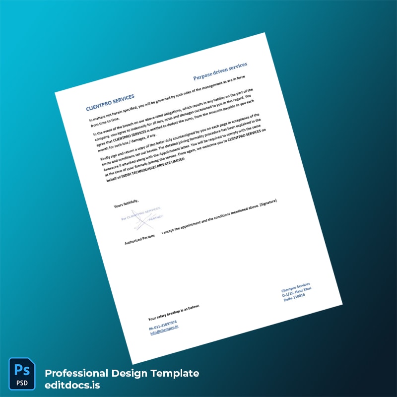 Editable India Cuentro Services Employment Verification Letter Template in Word and PDF formats page 4 Page Preview - EditDocs