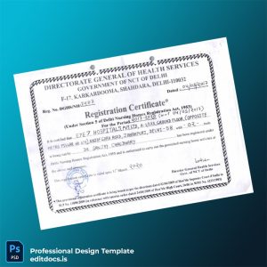 Editable India Directorate General of Health Services Registration Certificate Template (Word&PDF) Page Preview