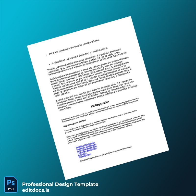 Editable India District Industries Centre Registration Certificate Template in Word and PDF formats page 3 Page Preview - EditDocs