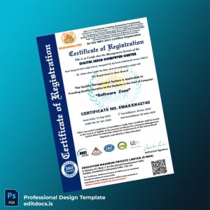 Editable India E-Max Education Registration Certificate Template (Word&PDF) Page Preview
