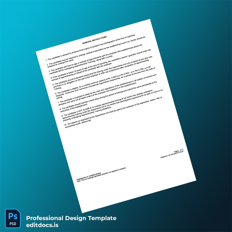 Editable India Eastern Coalfields Limited Award Letter Template in Word and PDF formats page 2 Page Preview - EditDocs