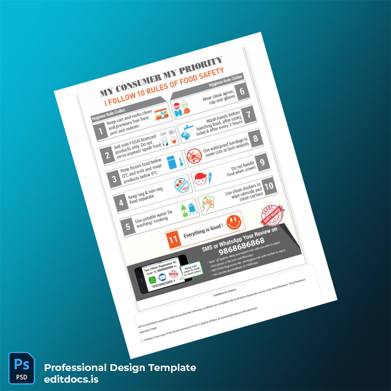 Editable India FSSAI Food Safety and Drug Administration Registration Certificate Template in Word and PDF formats page 3 Page Preview - EditDocs