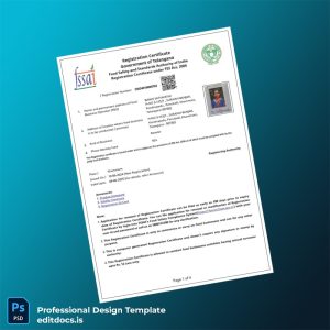 Editable India FSSAI Registration Certificate Template (Word&PDF) Page Preview