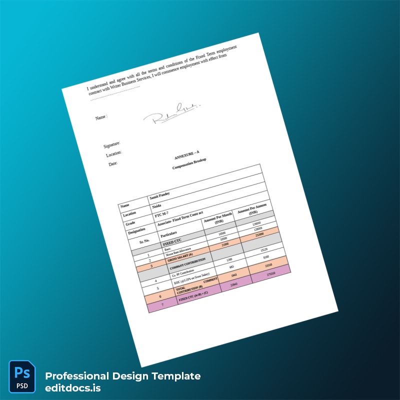 Editable India FTC Employment Verification Letter Template in Word and PDF formats page 4 Page Preview - EditDocs
