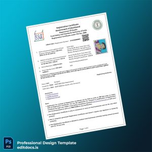 Editable India Food Safety and Standards Authority of India Registration Certificate Template (Word&PDF) Page Preview