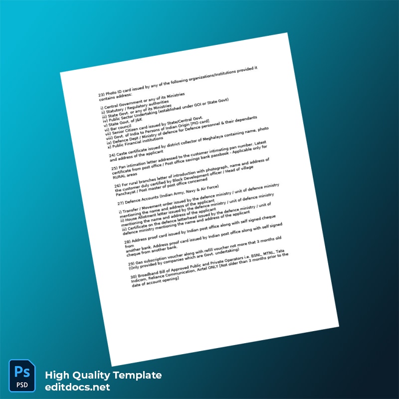 India Government Of India Editable Proof Of Mailing Address Template in Word and PDF formats page 2