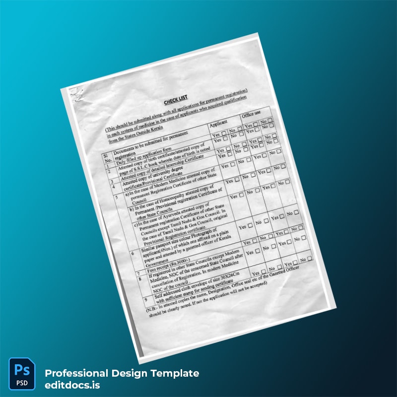 Editable India Government Permanent Registration Checklist Template (Word&PDF) Page Preview - EditDocs