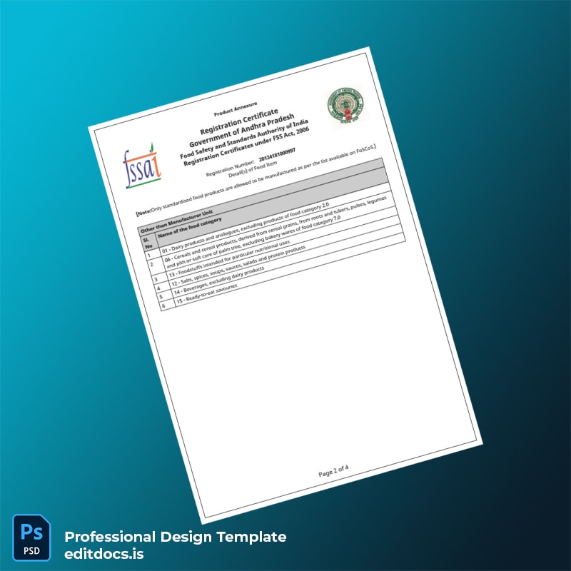 Editable India Government of Andhra Pradesh Registration Certificate Template in Word and PDF formats page 2 Page Preview - EditDocs