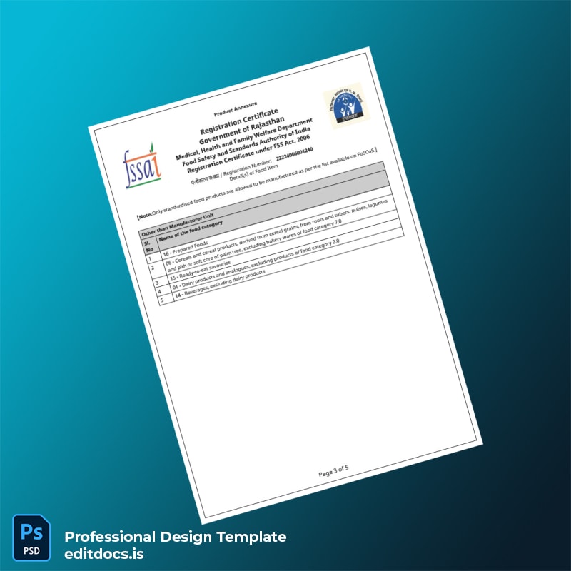 Editable India Government of Rajasthan Registration Certificate Template in Word and PDF formats page 3 Page Preview - EditDocs