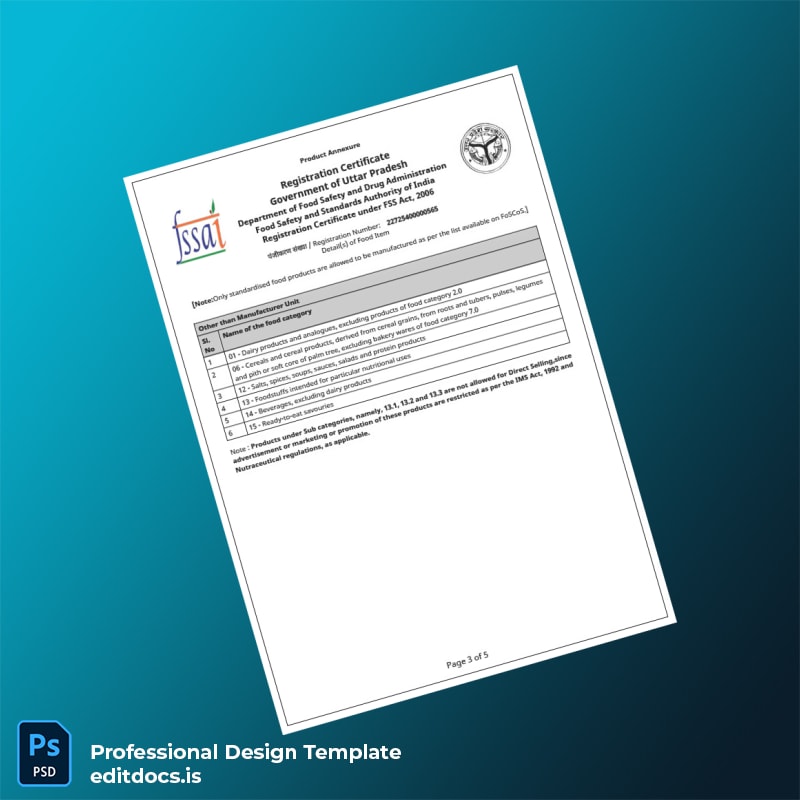 Editable India Government of Uttar Pradesh Registration Certificate Template in Word and PDF formats page 3 Page Preview - EditDocs