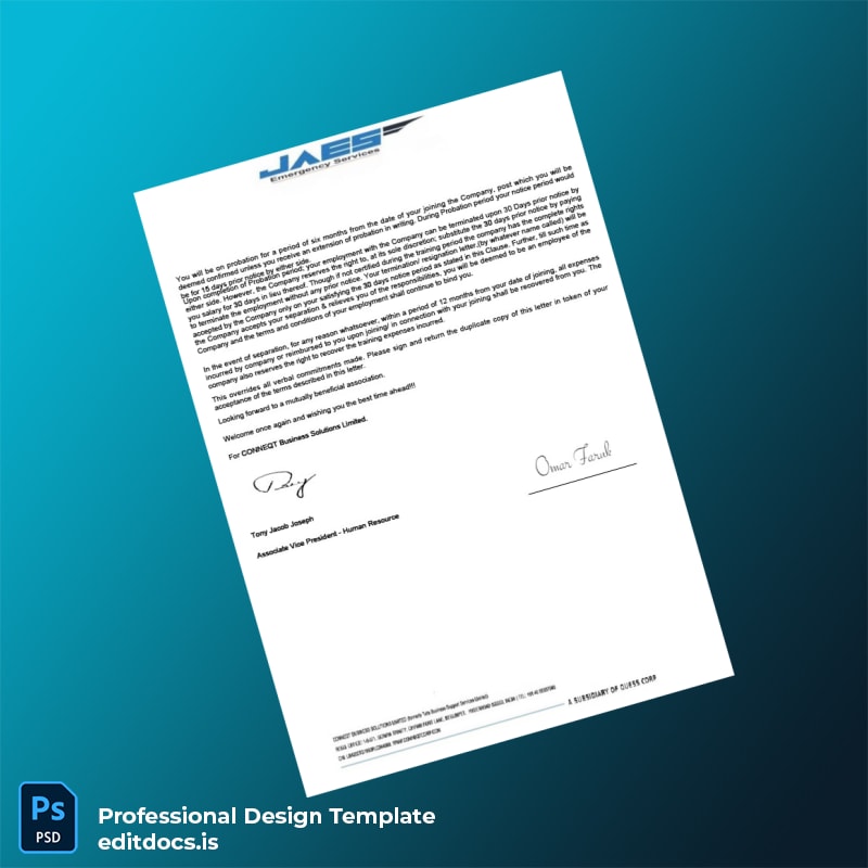 Editable India Jai Ambulance Service Employment Verification Letter Template in Word and PDF formats page 2 Page Preview - EditDocs