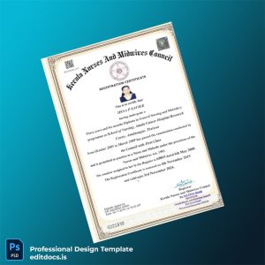 Editable India Kerala Nurses and Midwives Council Registration Certificate Template (Word&PDF) Page Preview - EditDocs
