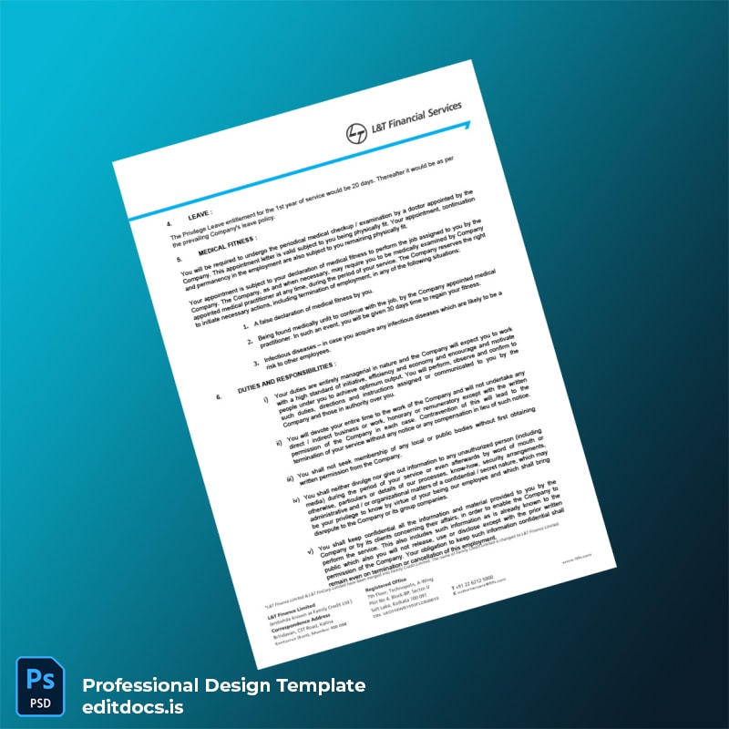 Editable India L T Employment Verification Letter Template in Word and PDF formats page 2 Page Preview - EditDocs