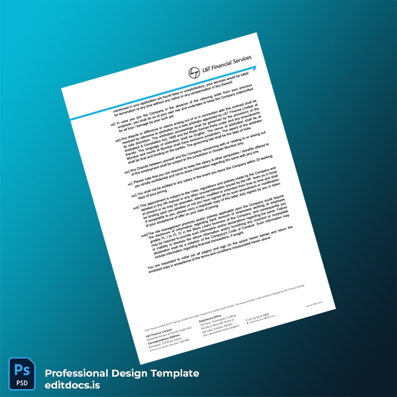 Editable India L T Employment Verification Letter Template in Word and PDF formats page 5 Page Preview - EditDocs