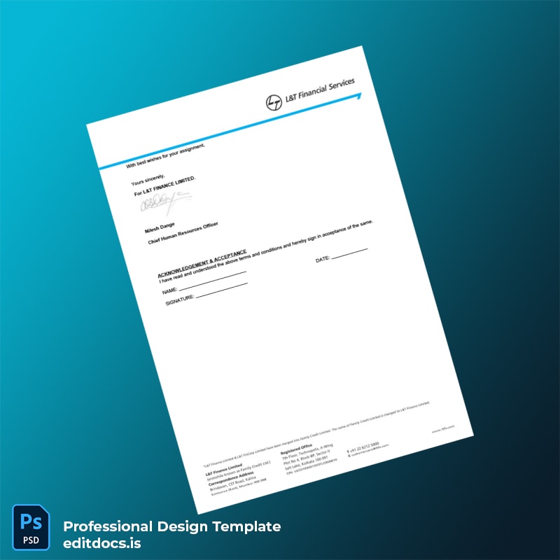 Editable India L T Employment Verification Letter Template in Word and PDF formats page 6 Page Preview - EditDocs