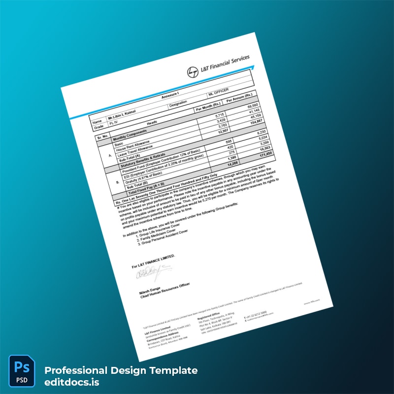 Editable India L T Employment Verification Letter Template in Word and PDF formats page 7 Page Preview - EditDocs