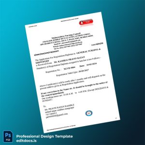 Editable India Maharashtra Nursing Council Registration Certificate Template (Word&PDF) Page Preview
