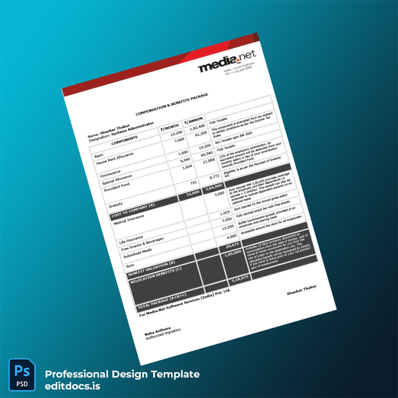 Editable India Media Net Software Services India Pvt Ltd Employment Verification Letter Template in Word and PDF formats page 2 Page Preview - EditDocs