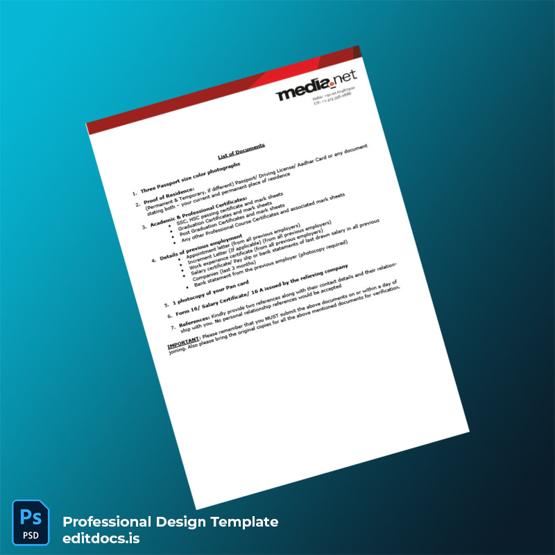 Editable India Media Net Software Services India Pvt Ltd Employment Verification Letter Template in Word and PDF formats page 3 Page Preview - EditDocs