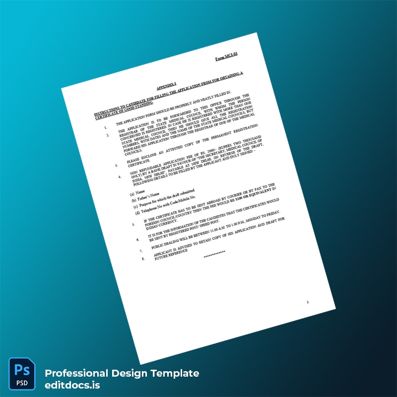 Editable India Medical Council Certificate of Good Standing Template in Word and PDF formats page 3 Page Preview - EditDocs