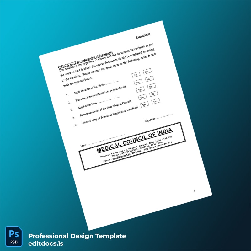 Editable India Medical Council Certificate of Good Standing Template in Word and PDF formats page 4 Page Preview - EditDocs