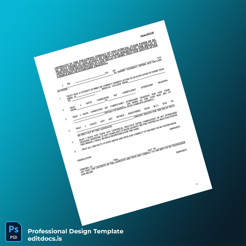 Editable India Medical Council Provisional Permanent Registration Form Template in Word and PDF formats page 4 Page Preview - EditDocs