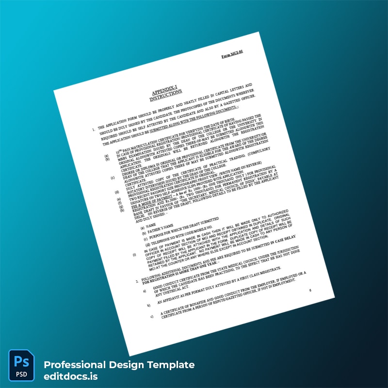 Editable India Medical Council Provisional Permanent Registration Form Template in Word and PDF formats page 6 Page Preview - EditDocs